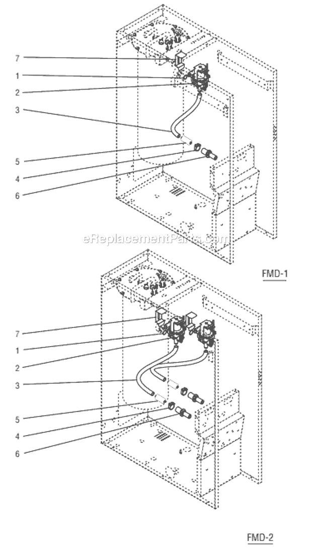 BUNN FMD-1 (S.N. FMD0013000 and Before) Fresh Mix Dispenser Strainer, Solenoid, Fill Valve & Lines Diagram