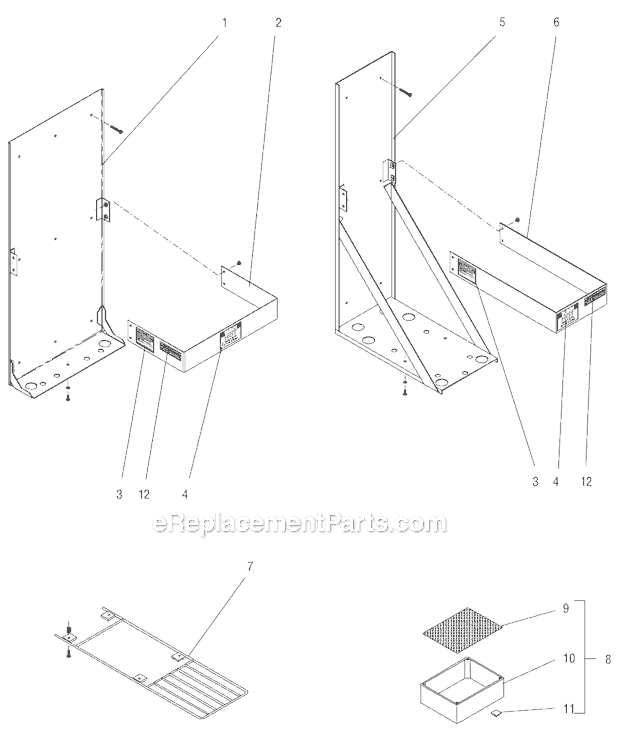 BUNN H5E Hot Water Equipment Wall Brackets, Drip Tray And Wire Shelf Diagram