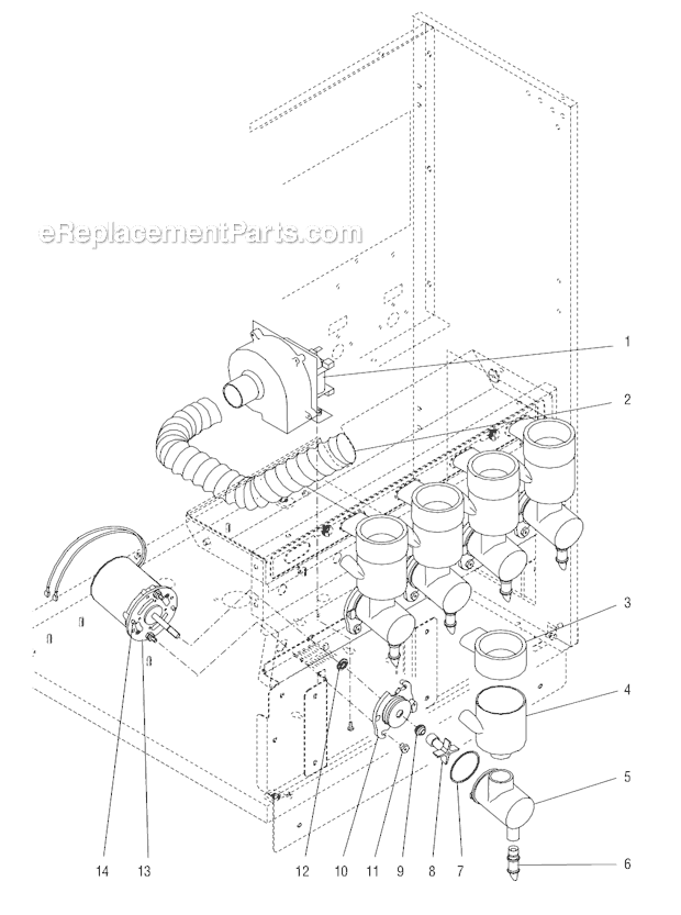 BUNN IMIX-5 Fresh Mix Dispenser Mixing/Whipper Chambers And Drive Motor Diagram