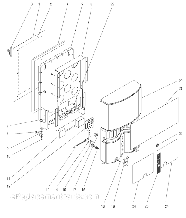 BUNN LCA-2 IC Liquid Coffee Dispenser Door Assembly (Early Models) Diagram