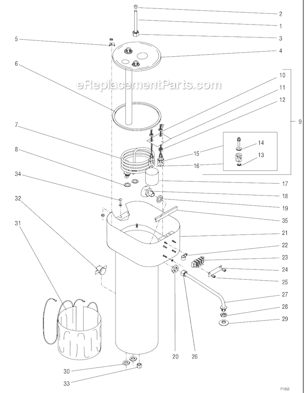 BUNN OL Coffee Brewer With Warmer Tank And Components Diagram