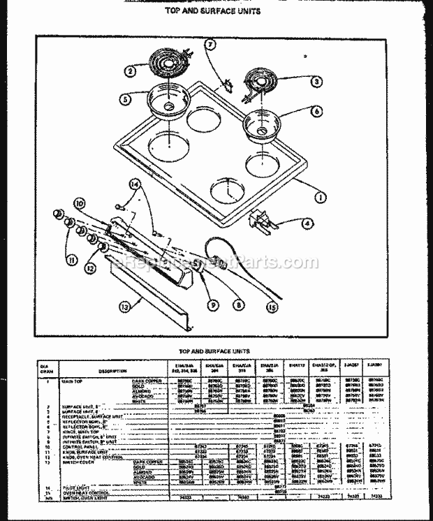 Caloric EHA312-OP (EHA3120OP) Electric Electric Range Page 1 Diagram