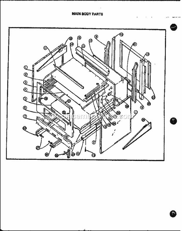 Caloric EHA312 Electric Electric Range Main Body Parts Diagram