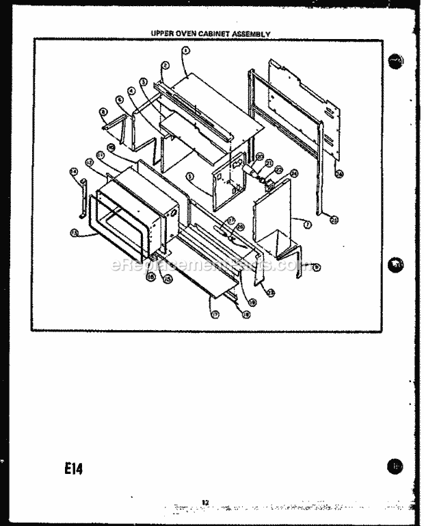 Caloric EHA395 Electric Electric Range Upper Oven Cabinet Assy Diagram