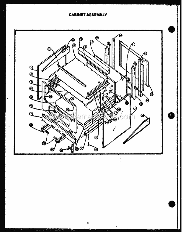 Caloric EHB312 Freestanding, Electric Electric Range Cabinet Assy Diagram