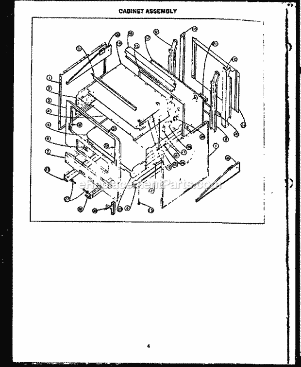 Caloric EHD335 Electric Ehd Model Electric Ranges Cabinet Assy Diagram