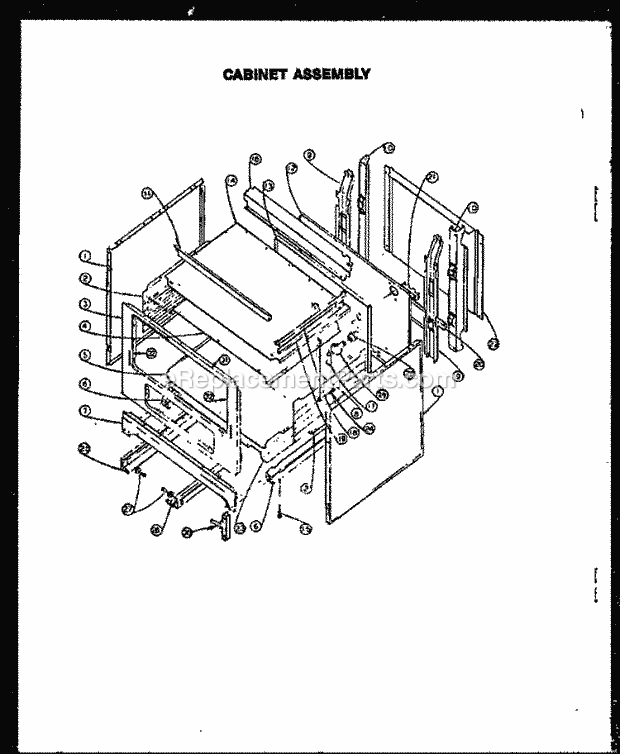 Caloric EHS305 Freestanding, Electric Slide-in Electric Ranges Heritage Series Cabinet Assy Diagram