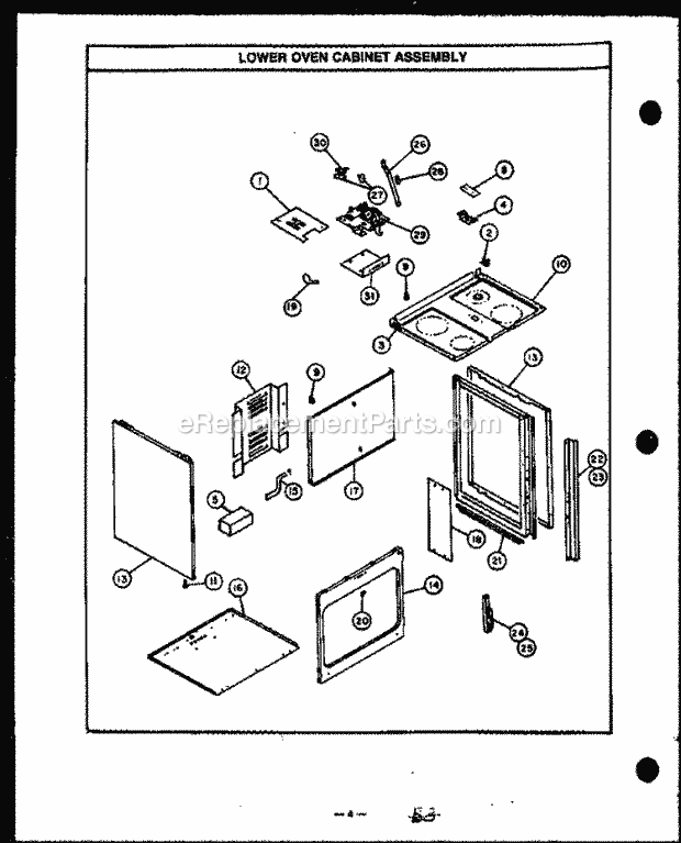 Caloric ESS356 Electric Self-Cleaning Electric Range Lower Oven Cabinet Assy Diagram