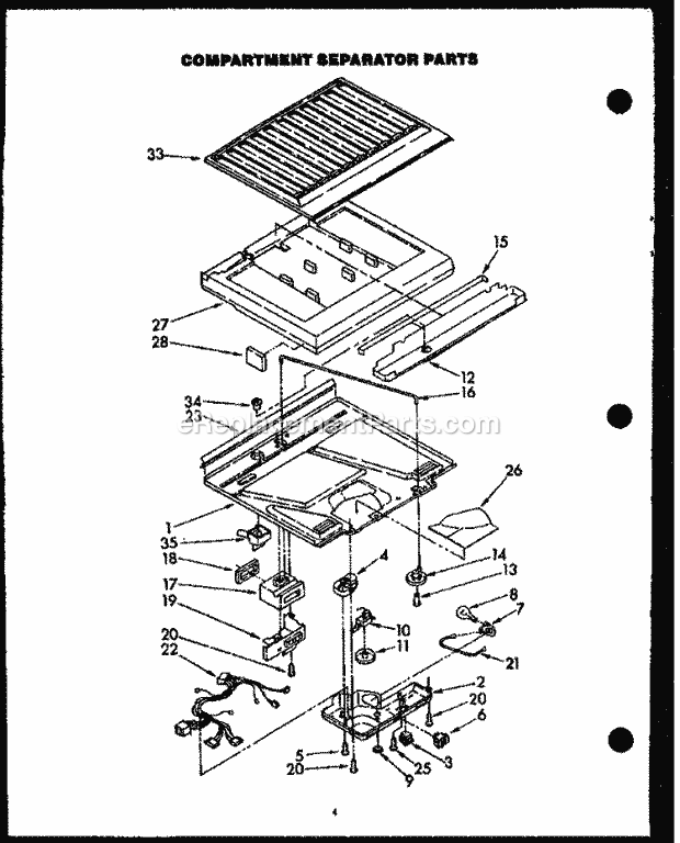 Caloric GFS165/MN02 Top Freezer Refrigerators Compartment Separator Parts Diagram