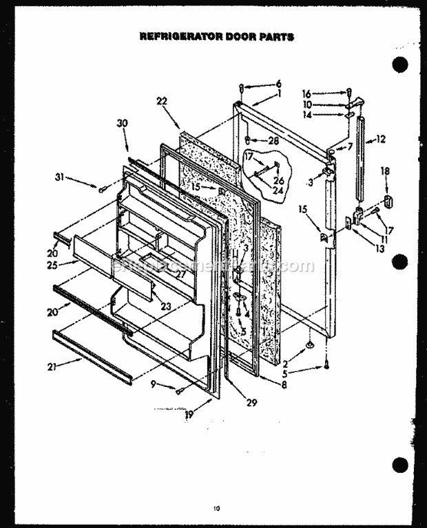 Caloric GFS165/MN02 Top Freezer Refrigerators Ref Door Parts Diagram