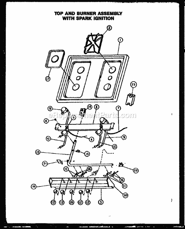 Caloric RLS359-OF (RLS3590OF) Freestanding, Gas Gas Range Top and Burner Assy With Spark Ignition Diagram