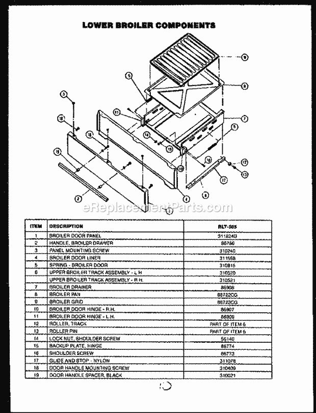 Caloric RLT-305 Slide-In, Gas Slide-in Gas Ranges Heritage Series Page 6 Diagram