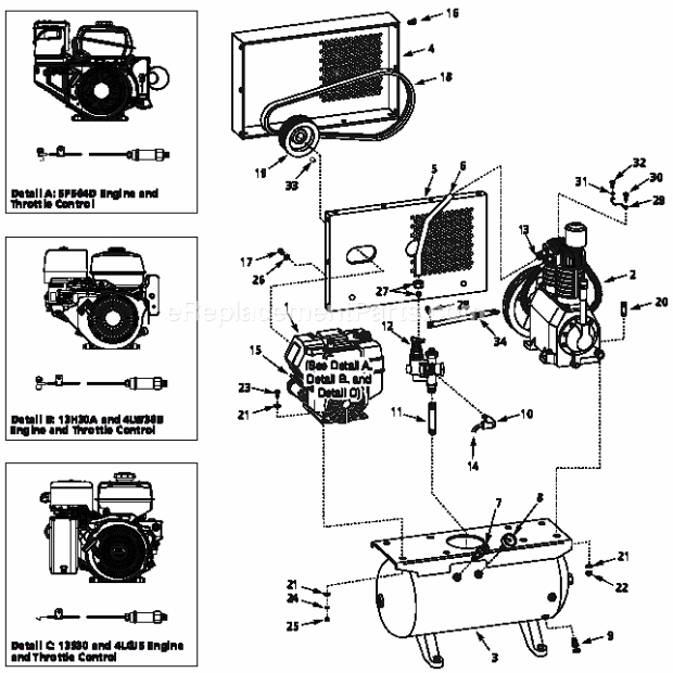 Campbell Hausfeld 4LW38B Speedaire Gasoline Air Compressor Hp_13 Diagram