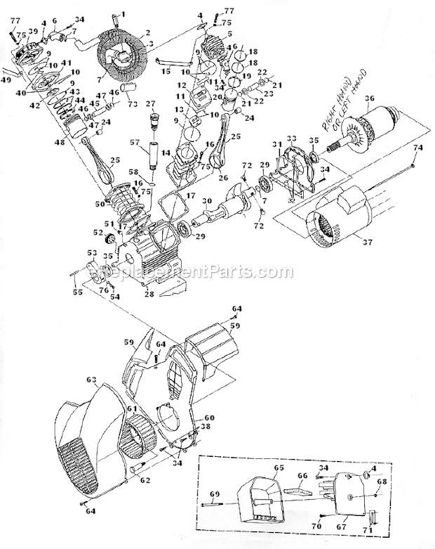 Campbell Hausfeld HS181000 Two Stage Air Compressor Pump_-_Motor_Parts Diagram