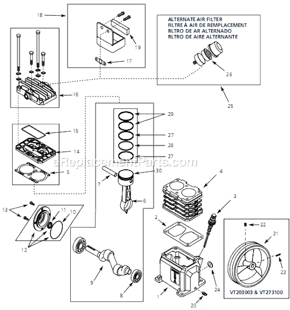 Campbell Hausfeld EX840100 (2004) Vertical Air Compressor Page B Diagram