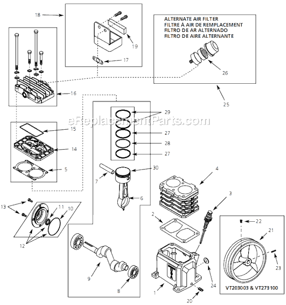 Campbell Hausfeld VT617104 (2003) Contractor Air Compressor Page B Diagram