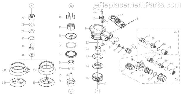 Chicago Pneumatic CP7225CVE-3 (8941272258) 3'' Palm Sander Page A Diagram
