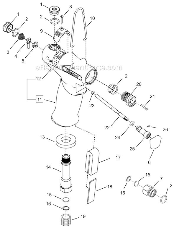 Cleco 14PTS03Q Quick Change P-Handle Pistol Nutrunner Page B Diagram