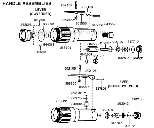 Cleco 15GELC-120-P4T Grinder Handle Assemblies Diagram