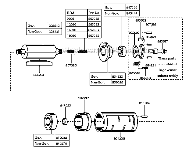 Cleco 15GELC-90-P5T Grinder Motor Unit Diagram