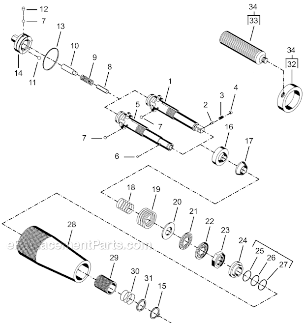 Cleco 35RSAPT-20Q Quick Change Pistol Push & Trigger Start Rev. Screwdriver Second Generation Page D Diagram