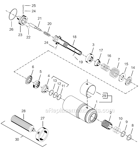 Cleco 8RSAP-10BQ Quick Change Pistol Push to Start Rev. Screwdriver Second Generation Page E Diagram