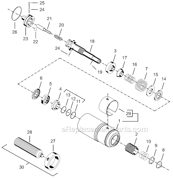 Cleco 8RSAP-7BQ Quick Change Pistol Push to Start Rev. Screwdriver Second Generation Page E Diagram