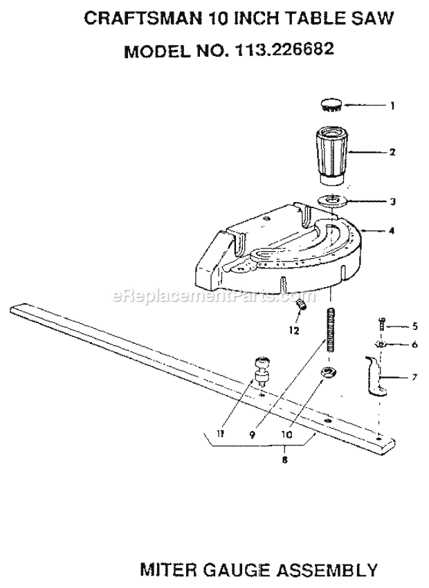 Craftsman 113226682 Saw Miter_Gauge_Assembly Diagram