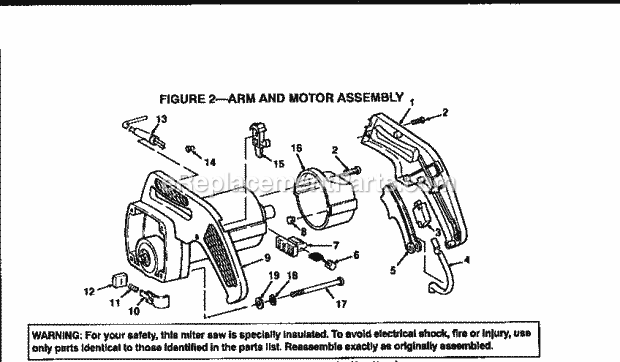 Craftsman 113235200 10 Inch Miter Saw Arm And Motor Assembly Diagram