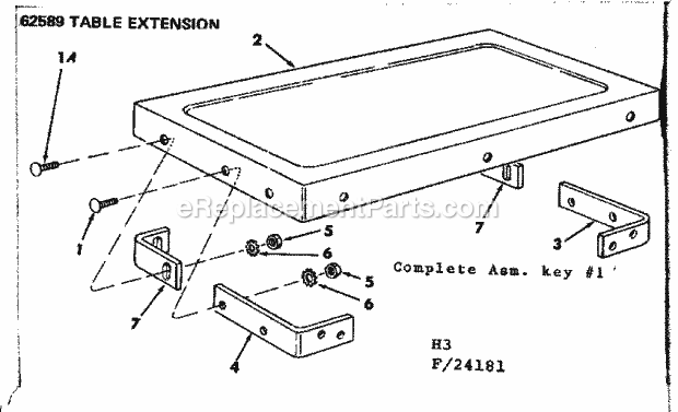 Craftsman 11324181 12 In Motorized Table Saw Table Extension Diagram