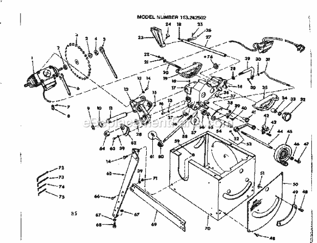 Craftsman 113242502 12-Inch Motorized Table Saw Unit Breakdown Diagram