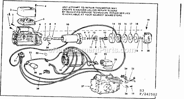 Craftsman 113242502 12-Inch Motorized Table Saw Motor Assembly Diagram