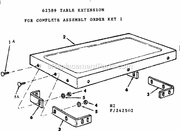 Craftsman 113242502 12-Inch Motorized Table Saw Table Extension Diagram