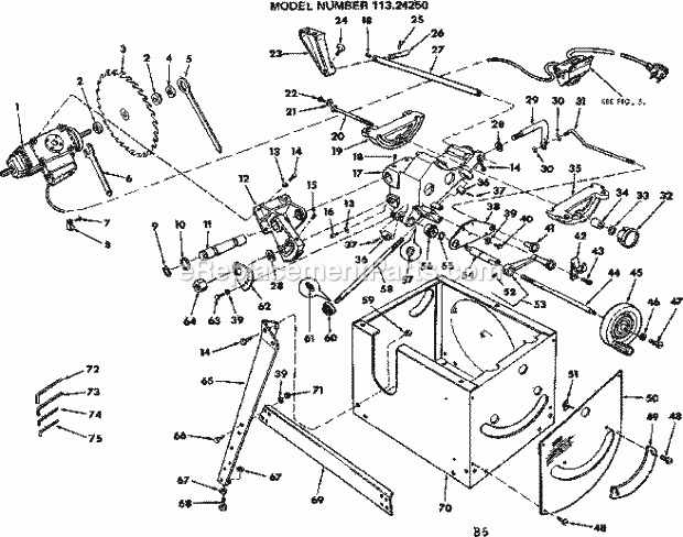 Craftsman 11324250 12 Inch Motorized Table Saw Unit Breakdown Diagram