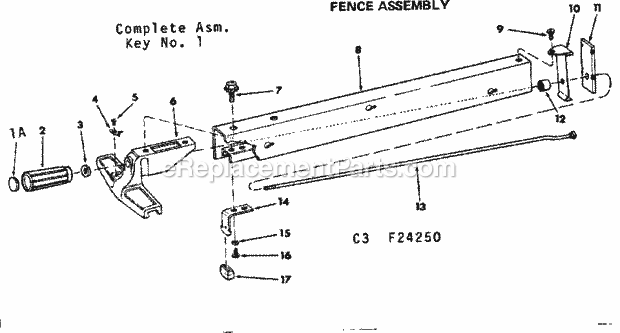 Craftsman 11324250 12 Inch Motorized Table Saw Fence Assembly Diagram