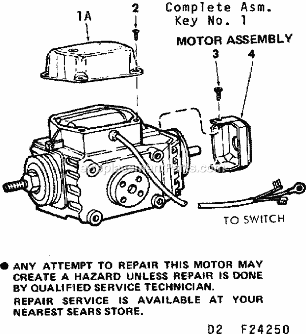 Craftsman 11324250 12 Inch Motorized Table Saw Motor Assembly Diagram