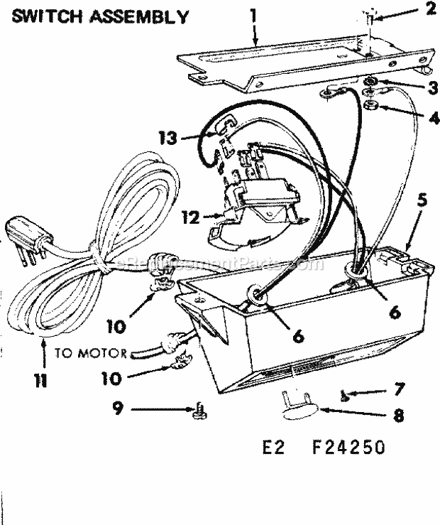 Craftsman 11324250 12 Inch Motorized Table Saw Switch Assembly Diagram