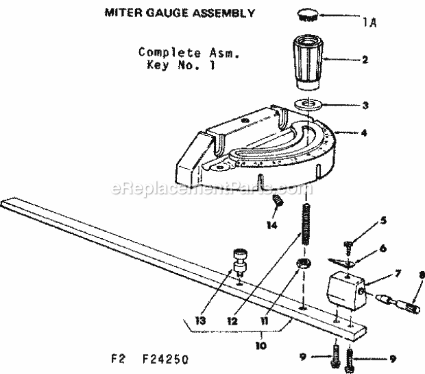 Craftsman 11324250 12 Inch Motorized Table Saw Miter Gauge Assembly Diagram