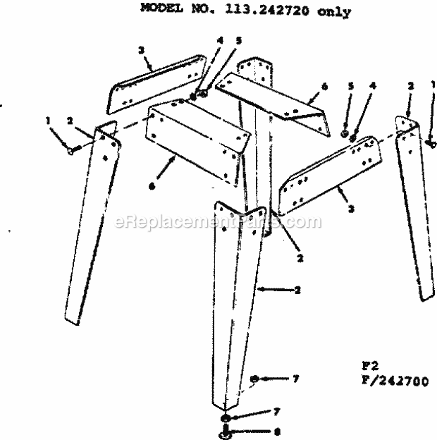 Craftsman 113242720 9 Inch Motorized Saw Leg Set Diagram