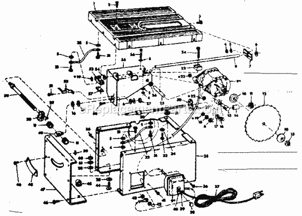 Craftsman 113242730 9 Inch Motorized Table Saw Unit Breakdown Diagram