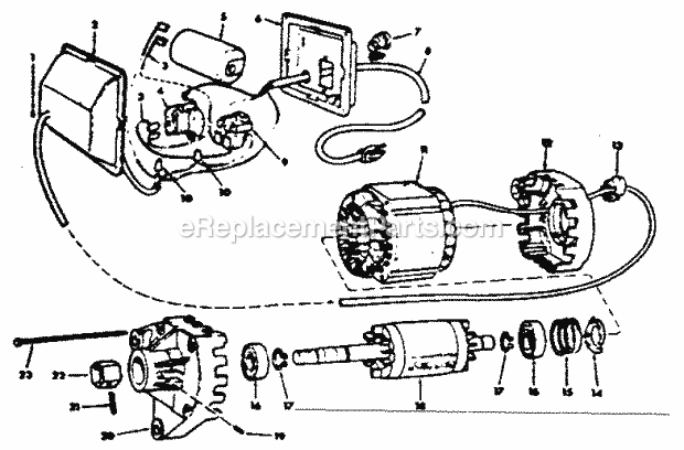 Craftsman 113242730 9 Inch Motorized Table Saw Motor and Control Box Assembly Diagram