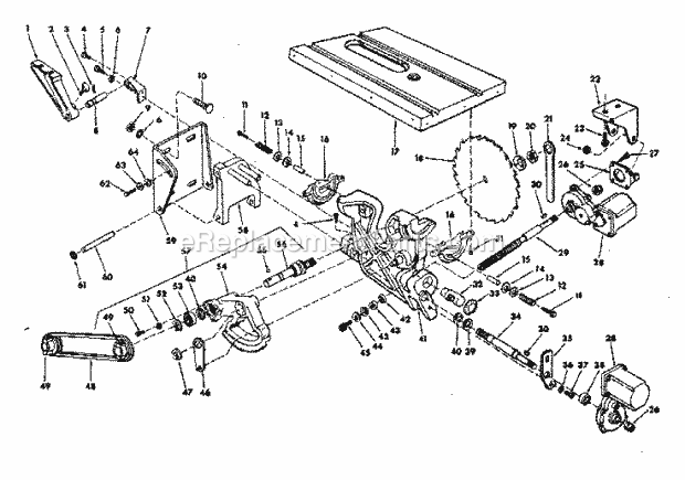 Craftsman 113290060 10 In. Table Saw Blade And Transmission Assembly Diagram