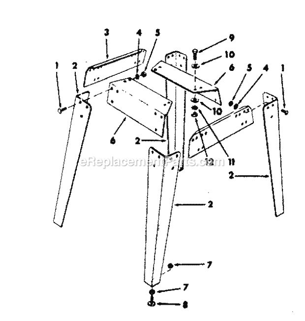 Craftsman 113290650 10 In. Table Saw Legs Supplied Diagram