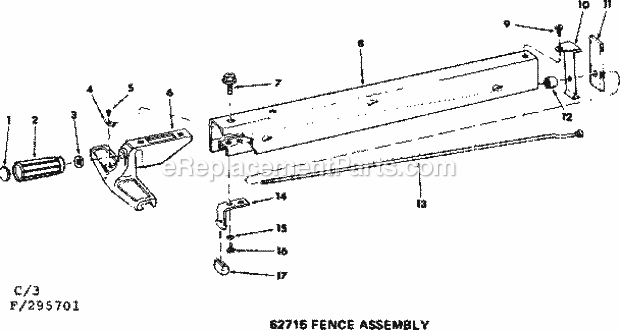 Craftsman 113295701 10 Inch Motorized Table Saw Fence Assembly Diagram