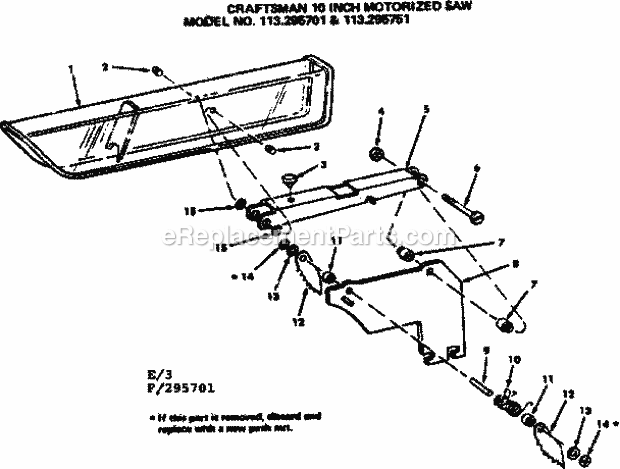 Craftsman 113295701 10 Inch Motorized Table Saw Guard Assembly Diagram