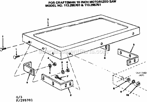 Craftsman 113295701 10 Inch Motorized Table Saw Table Extension Diagram