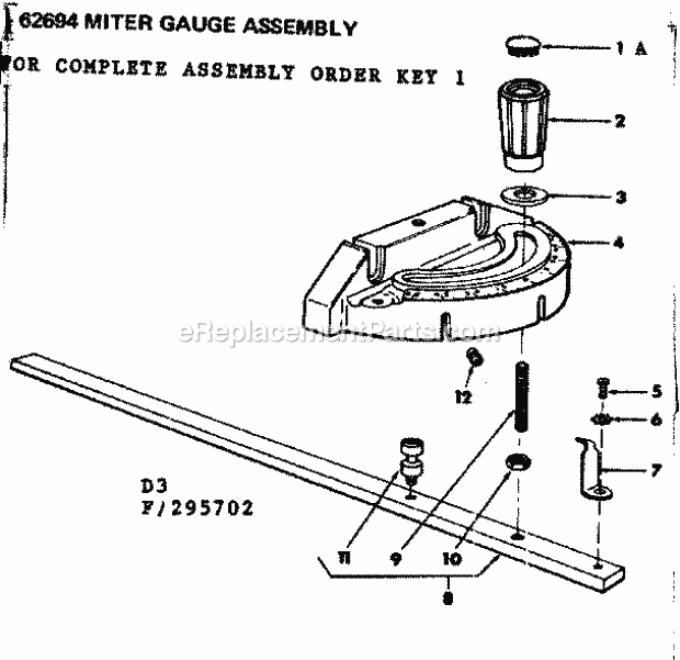 Craftsman 113295702 10 Inch Motorized Saw Miter Gauge Assembly Diagram