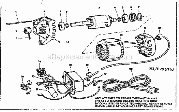 Craftsman 113295702 10 Inch Motorized Saw Motor / Control Box Diagram