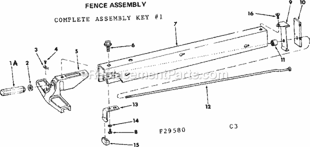 Craftsman 11329580 10 Inch Motorized Saw Fence Assembly Diagram