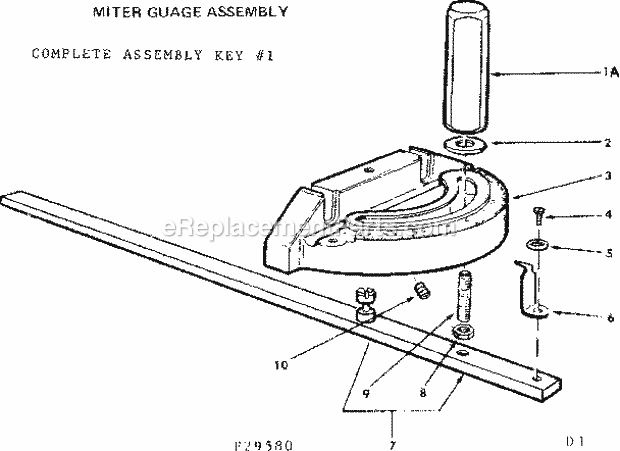 Craftsman 11329580 10 Inch Motorized Saw Miter Gauge Assembly Diagram